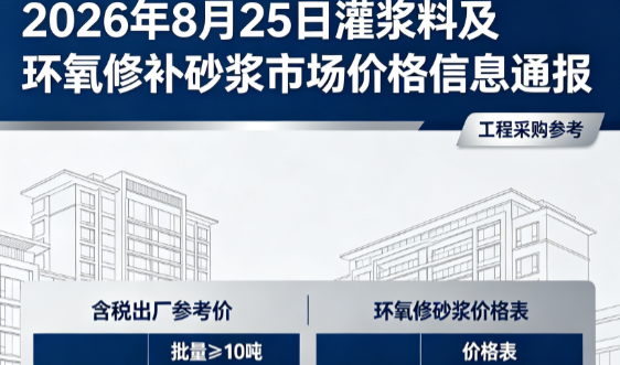 密山2026年8月25日灌浆料及环氧修补砂浆市场价格信息通报